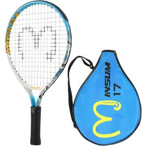 17-25 inch Kids Tennis Racket for Aged 2~12 Starter, Multi-Color & Size Toddlers Tennis Racket for Boys & Girls Beginner, Come with Shoulder Cover Bag for Carry (Blue)
