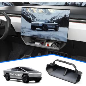 ELECFRESH Center Console Organizer Under Screen Storage Box for 2024 2025 2026Tesla Cybertruck Accessories, Dashboard Hidden Tray for Cybertruck (A)