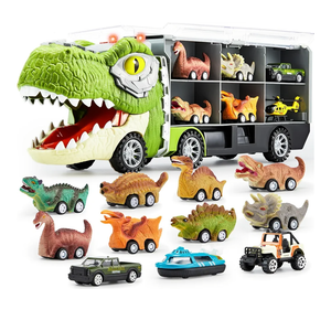 JOYIN 13 in 1 Dinosaur Toys for Kids 3-5, Dinosaur Truck with 12 Pull Back Cars, Small Cars Set, Birthday Gifts Toys for 3 4 5+ Year Old Boy, Transport Carrier Truck for Toddlers 3-4 Years
