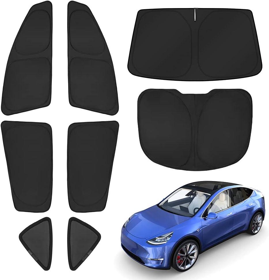 T TGBROS Window Shades for Tesla Model Y 2020-2024 Windshield Side Rear Window Full Set Blackout Shades for Model Y Accessories Foldable Privacy Window Cover 8PCS(Not for Juniper)