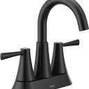 Moen Ronan Matte Black Two-Handle 4" Centerset Modern Bathroom Faucet with Push-Down Drain, 84022BL