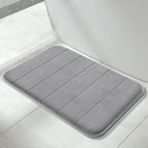 Yimobra Memory Foam Bath Mat Rug, 24 x 17 Inches, Comfortable, Soft, Non-Slip, Super Absorbent, Quick Drying Bathroom Rug for Floor, Tub & Shower, Machine Washable, Thick, Grey (24" x 17", Grey)