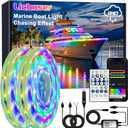 Lichaser Boat LED Strip Light RGB+IC, Marine LED Light Strip for Pontoon with Remote, Segment App Control Boat Light Waterproof 12V, Cool Stuff for Jon Boat, Bass Boat, Camper, RV (33ft)