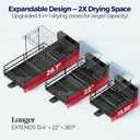 Large Dish Drying Rack, Expandable Dish Rack for Kitchen Counter, Dish Drainer with Drainboard Set, Multifunctional Dishrack with Utensil & Cup Holder, 13.4"-28.7" L x 11.8" W x 9.3" H, Black