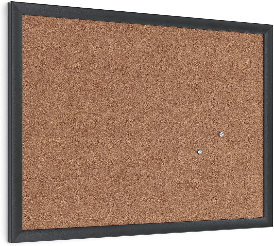 U Brands Cork Bulletin Board, 17" x 23", Black Wood Frame