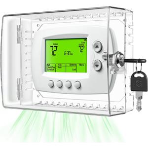 TRJ Large Thermostat Lock Box with Key, Clear Thermostat Cover with Lock for Thermostat on Wall, Lockable Thermostat Lock Box Cover, AC Lock Box Cover with Key Fit Thermostats 5" H x 6.3" W or Smaller