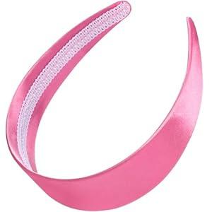 WantGor 1.6 Inch Wide Headbands Silk Satin Plain Headband for Women, Non Slip Solid Hair Bands Hair Accessories Cosplay DIY Holiday Head Band (Blue, Large)