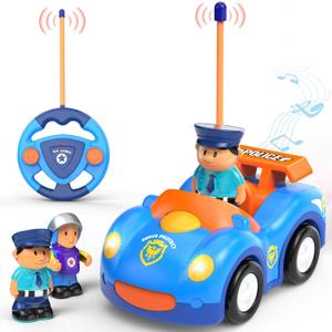 Remote Control Car for Toddlers, RC Police Car Toys for 2 3 4 5 Year Old Boy, Radio Controlled Cars Ages 2-4 with Lights & Music, First Birthday Gifts for Boys Girls (Blue)