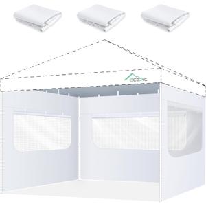 10x10ft Sidewalls with Mesh Window, White(3PCS, Frame Not Included)
