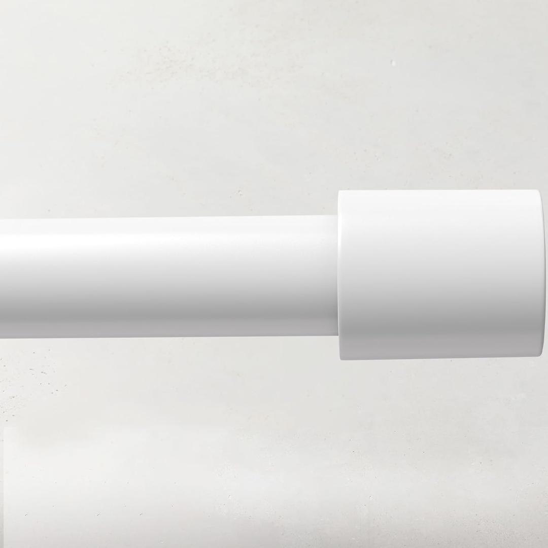 Curtain Rods for Windows 48 to 84 Inches, 1 Inch Diameter Adjustable White Curtain Rod, Heavy Duty Modern curtain rod with Simple Finials, 32"-90"