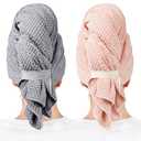 ROLSHOL 2 Packs Large Microfiber Hair Towels for Women, Super Absorbent & Quick Dry Hair Towel Wrap for Curly Hair Long & Short Hair- Anti-Frizz Hair Turbans for Wet Hair - 27.5''*39.4''