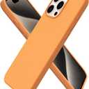 ORNARTO Compatible with iPhone 15 Pro Max Case 6.7", Slim Liquid Silicone 3 Layers Soft Gel Rubber Shockproof Protective Phone Cover with Anti-Scratch Microfiber Lining-Papaya