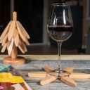 Wooden Trivets for Hot Dishes, Tree Trivet Set, Stackable Tree Coasters for Hot Dish, Pot, Bowl, Teapot, Includes 4 Trivets, 1 Stand, and 4 of Choice (Natural Wood)