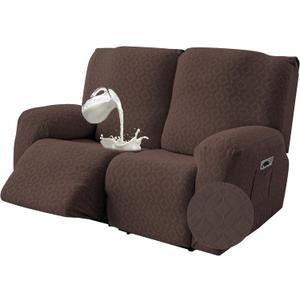 Gennia Waterproof Recliner Loveseat Cover,Stretch Reclining Sofa Covers with Pockets,Washable Lazy Boy Recliner Slipcovers,Leakproof Couch Protector for Kids, Pets, Dog and Cat (2 Seat, Chocolate)