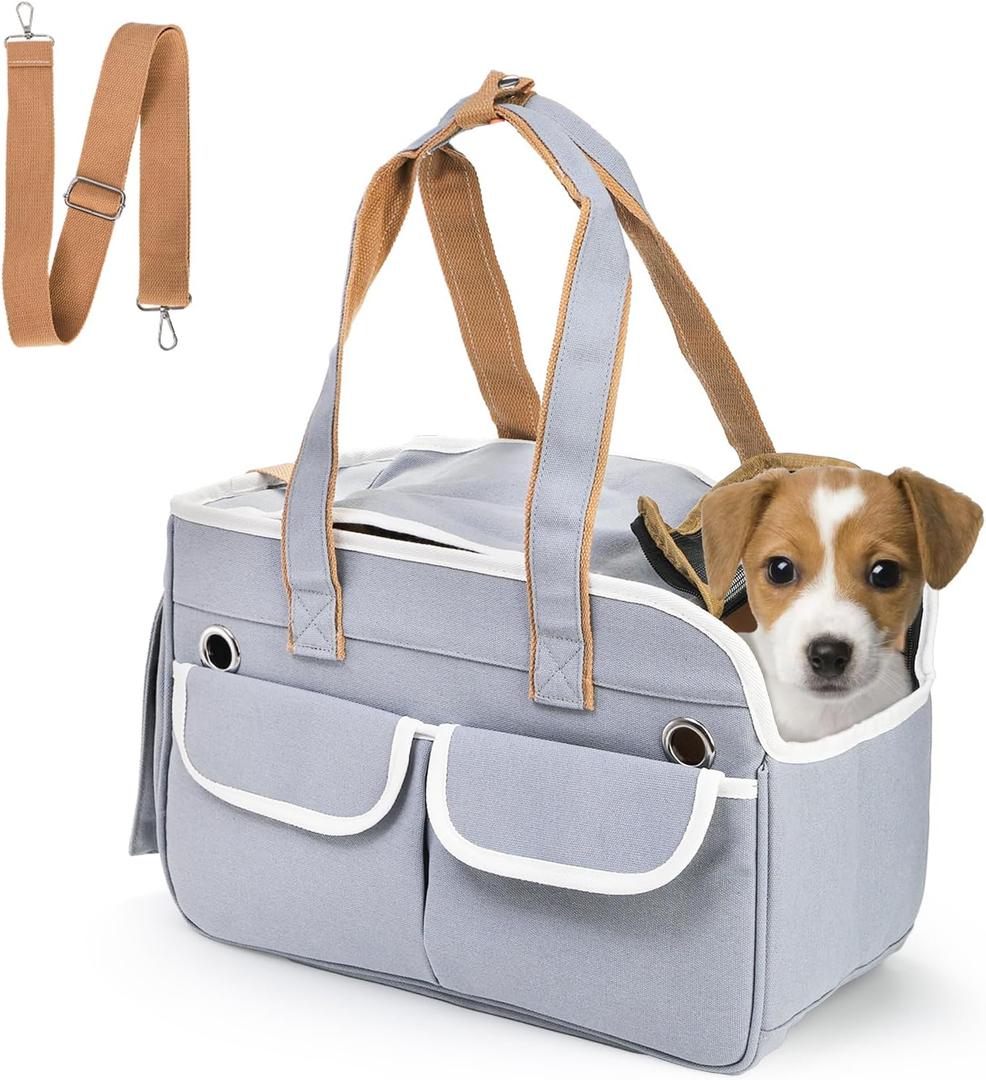 Collapsible Pet Carrier, Soft Sided Cat Carrier up to 15 Lbs, Portable Pet Travel Carrier Airline Approved with Shoulder Strap, Mesh Top Load Small Dog Carrier Bag for Outdoor
