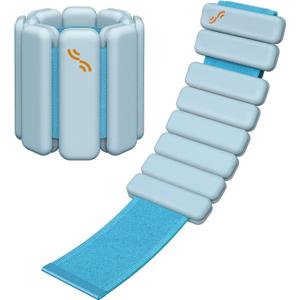 Sportneer Wrist & Ankle Weights for Women Men - 1 Pair (1 lb/2 lb Each) | Adjustable Weighted Bracelet Silicone Bangles for Yoga, Dance, Pilates, Cardio, Aerobics, Gym, Pool Exercises and Jogging (1 LB x 2, Blue Aura)