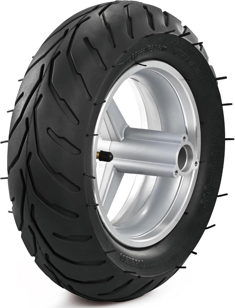 110/50-6.5 Mini Bike Wheel Rear Tire, Rubber Wheel Tire and Rim Package for 49cc 2-Stroke Pocket Rocket Bike Motorcycle
