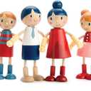 Tender Leaf Toys - Doll Family - Cute Wooden Flexible Doll Family for Kid's Dollhouse, Four Pcs of Multicultural Mom, Dad, Boy and Girl - Age 3+