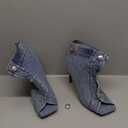 THESHY Women's Peep Toe Stiletto High Heel Ankle Denim Boots Metal Button Sandals Bootie Fashion Shoes for Women (4, Blue)