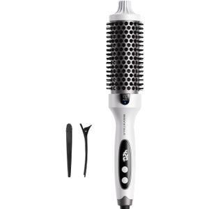 Wavytalk Blowout Boost Thermal Brush, 1.5 inch Heated Round Brush for Blowout Look, Negative Ion Technology, Ceramic Tourmaline, 5 Temperature Settings, Dual Voltage, White