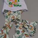 Noubeau Toddler Baby Girls St.Patrick's Day Outfit Kid Clover Short Sleeve Shirt Tops Shamrock Flare Pants Sets Headband 5-6 Y