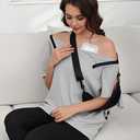 Women's Post Shoulder Surgery Tear Away Shirt Short Sleeve Side Snap Chemo Port Postpartum Shirts Adaptive Clothing (Gray, S)