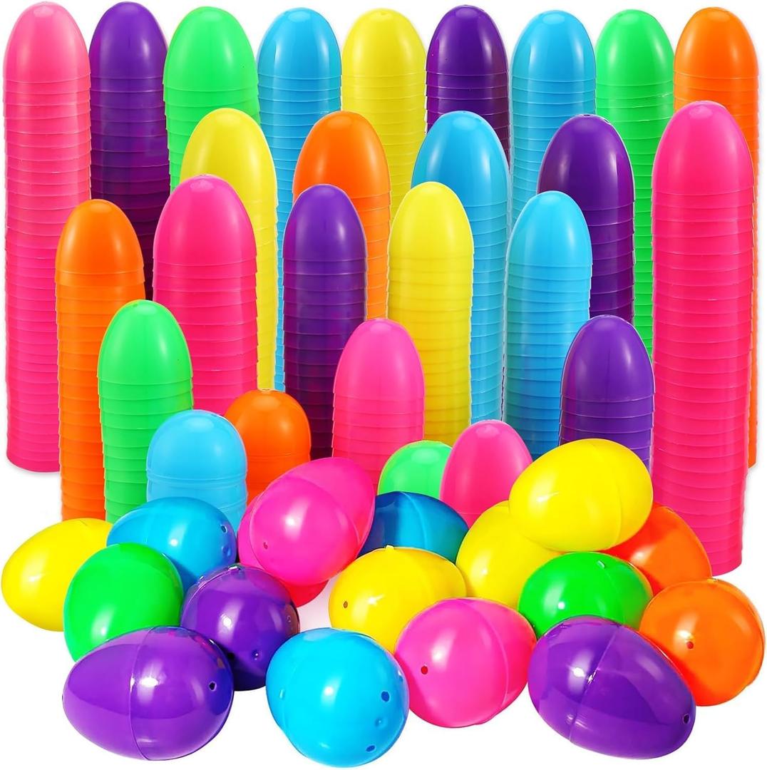Abakuku 1000 Pcs Plastic Easter Eggs,2.35" Assorted Bright Colors Fillable Easter Eggs or Easter Hunt Party Favor Basket Stuffers Filler Classroom Prize Supplies Decor