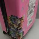 Sanwuta 4 Pcs Kids Luggage Set Carry On Rolling Suitcase Backpack Neck Pillow Travel Set Gift for Girls Boys Summer Camp(17 Inch,Rainbow Style,Pink)