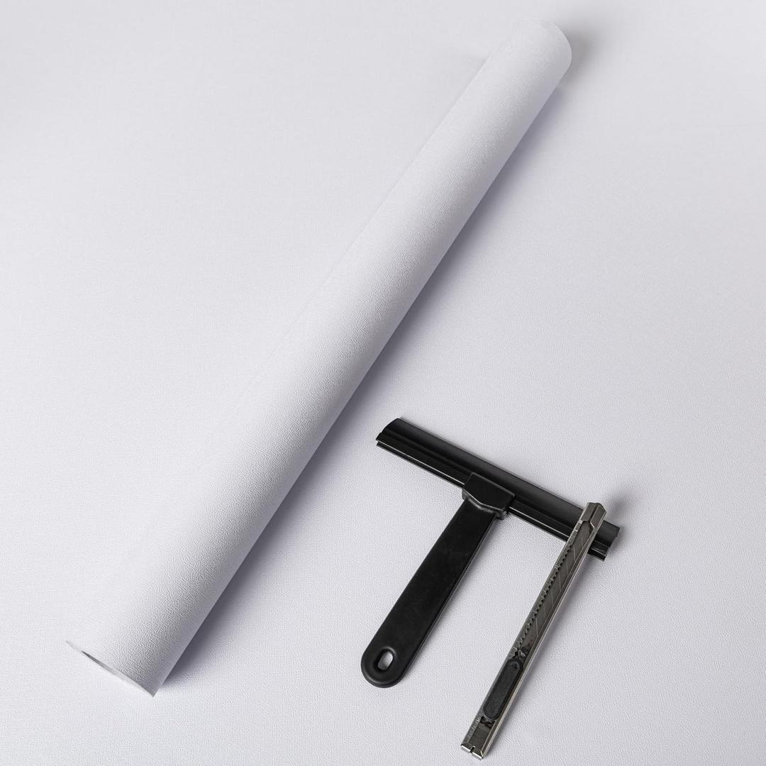 practicalWs White Wallpaper Peel and Stick with Tools, White Wall Paper Roll Self-Adhesive and Waterproof, Thickened Solid Color Whites Contact Paper for Cabinets Countertop 17.7'' x 393.7''