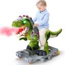 Dinosaur Ride On Toy Cars for Kids, Toddler Electric Ride On Toys with Music, Light & Smoke, Preschool Kids Scooter Foot-to-Floor Walker Indoor Outdoor,Birthday Easter Gifts for Boys Age 3 4 5, Small
