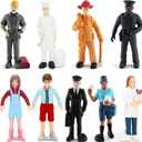 ONEST 9 Pieces Little People Figurines Hand Painted People Action Figures Toys Realistic Detailed Policeman Pilot Fireman Mailman Chef Figurine Model Toys for Kids Toddlers