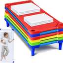 12 Pcs Stackable Daycare Cots for Kids with Sheets 54 l x 23 W T Kids Cots Furniture Bed Frames Headboards Footboards for Sleeping and Daycare (Multicolor), Twin