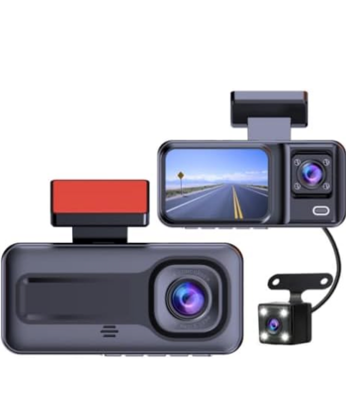 1080P Dash Cam Car DVR Wide Angle 3 Recording HD Night Vision Driving Recorder 3 Lenses Front and Rear Video Recording