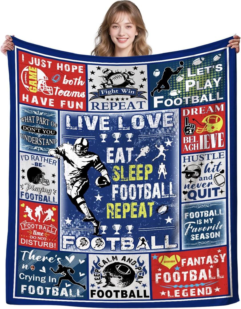 Football Blanket Football Gifts for Boys 8-12 Men Adults,Unique Sports Theme Stuff PlushThrow Blanket Gifts for Bedroom Living Room Sofa Couch Decor 60"x50"
