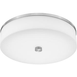 LMS Modern Flush Mount Ceiling Light, 16" Large Light Fixtures Ceiling in Brushed Nickel, 2- Light Flush Mount Light Fixture with Drum White Acrylic Shade, Dimmable, LMS-030