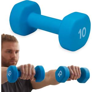 Gaiam Dumbbell Hand Weight (Sold in Singles) - Neoprene Coated Exercise & Fitness Dumbbell for Home Gym Workouts and Strength Training - Free Weights for Women and Men (10lb)