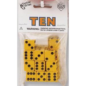 Koplow Games Yellow with Black pips 16mm (5/8in) D6 Dice (10)