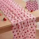 4 Pcs 29 X70 Inch Strawberry Shiny Glitter Tulle Table Cloth Pink Sheer Lace Tablecloth for Party Decorations Birthday Wedding Bridal Shower Party Home Kitchen Table Decor