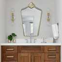 BAODANFU Gold Wall Mirror Decorative, Ornate Arch Mirror with Metal Frame, 20 x 30 inches Irregular Vanity Mirrors for Entryway, Bedroom, Dining Living Room, Over Bathroom Sink, Fireplace Mantle Decor