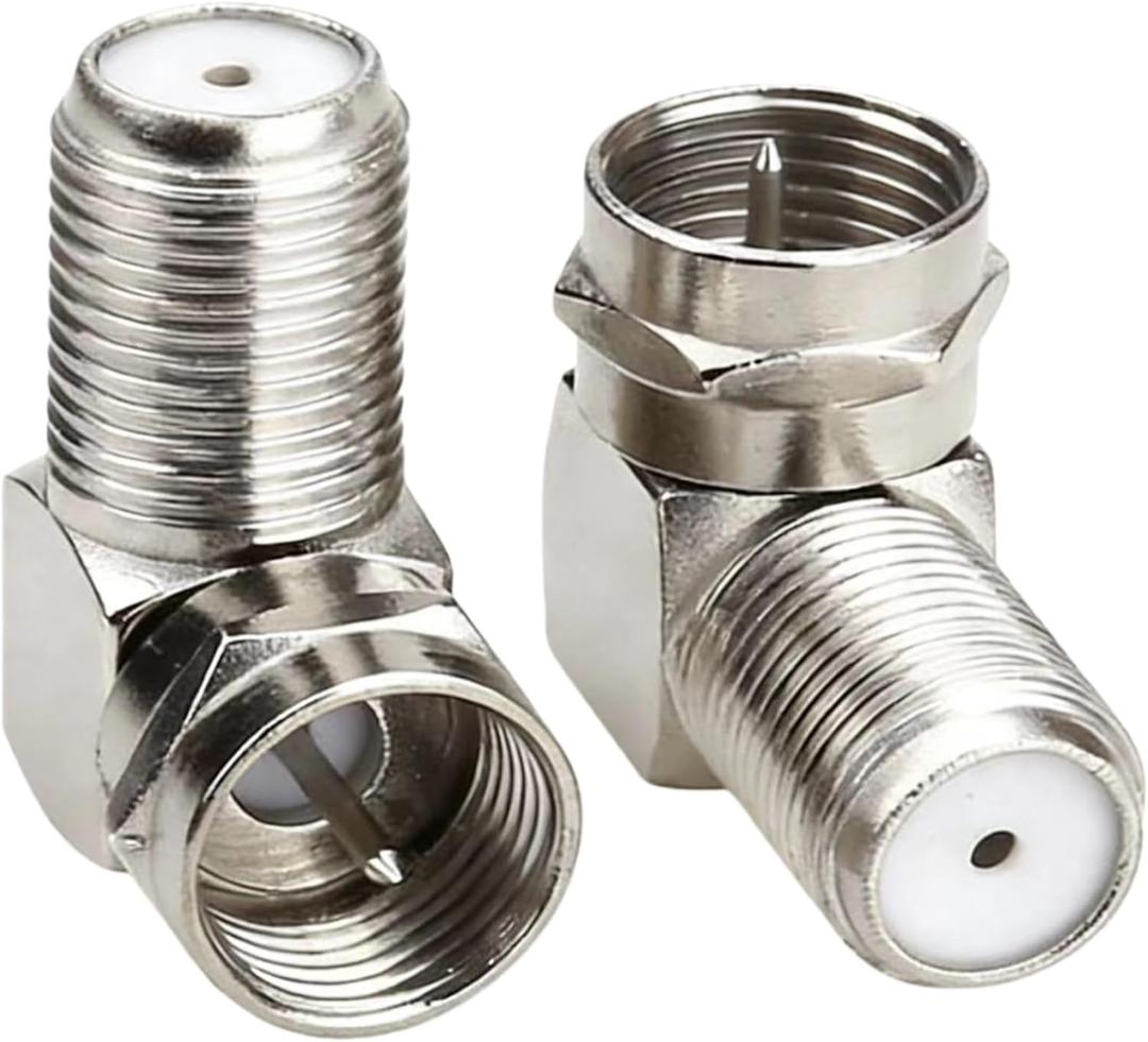 90 Degree Coaxial Connector, Right Angle Coaxial Adapter F-Type, Female to Male RG6 Connector 2-Pack
