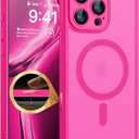 CANSHN Magnetic & Camera Control Compatible with iPhone 16 Pro Max Case, [Full Camera Protection] [Compatible with Magsafe] [Translucent Matte] Shockproof Protective Phone Cover 6.9 Inch - Hot Pink