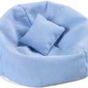 Doll Car Seat, Handmade Bean Bag Chair for 15-17cm Doll, Anti-Slip Bottom, Cute Doll Accessories for Display, Fans&Collectors Gifts, Durable Corduroy Fabric (Sky Blue)