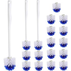Willinglong 18 Pcs 18.5 Inch Toilet Bowl Cleaner Brush Bathroom Long Plastic Handled Cleaning Scrubber with Hook Hole Without Holder for Household Cleaning (Blue,White)