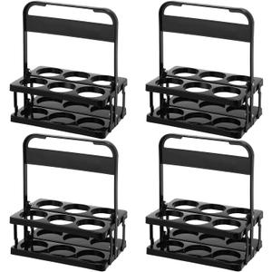 Sliner 4 Pieces Portable Drink Carrier Plastic Drink Holder Reusable Cup Carriers for Drinks Foldable Cup Holder Beverage Delivery Holder with Handle for Delivery Drivers Catering Restaurant, Black