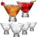 Kingrol 6 Pack Stemless Martini Glasses, Cocktail Glasses, 8 oz Glass Dessert Bowls, Mini Trifle Bowls, Perfect Glassware for Home Bar, Restaurant, Party