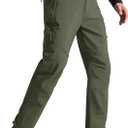 FREE SOLDIER Men's Fleece Lined Outdoor Cargo Hiking Pants Water Repellent Softshell Snow Ski Pants with Zipper Pockets (38W x 30L, Army Green)