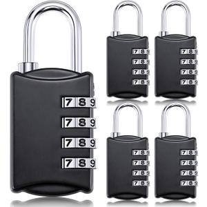 Moxweyeni 5 Pcs 4 Digit Combination Lock Small Combo Luggage Number Locks Outdoor Waterproof Padlock for Traveling Toolbox Gym Door Locker Suitcases Employee Hasp Storage