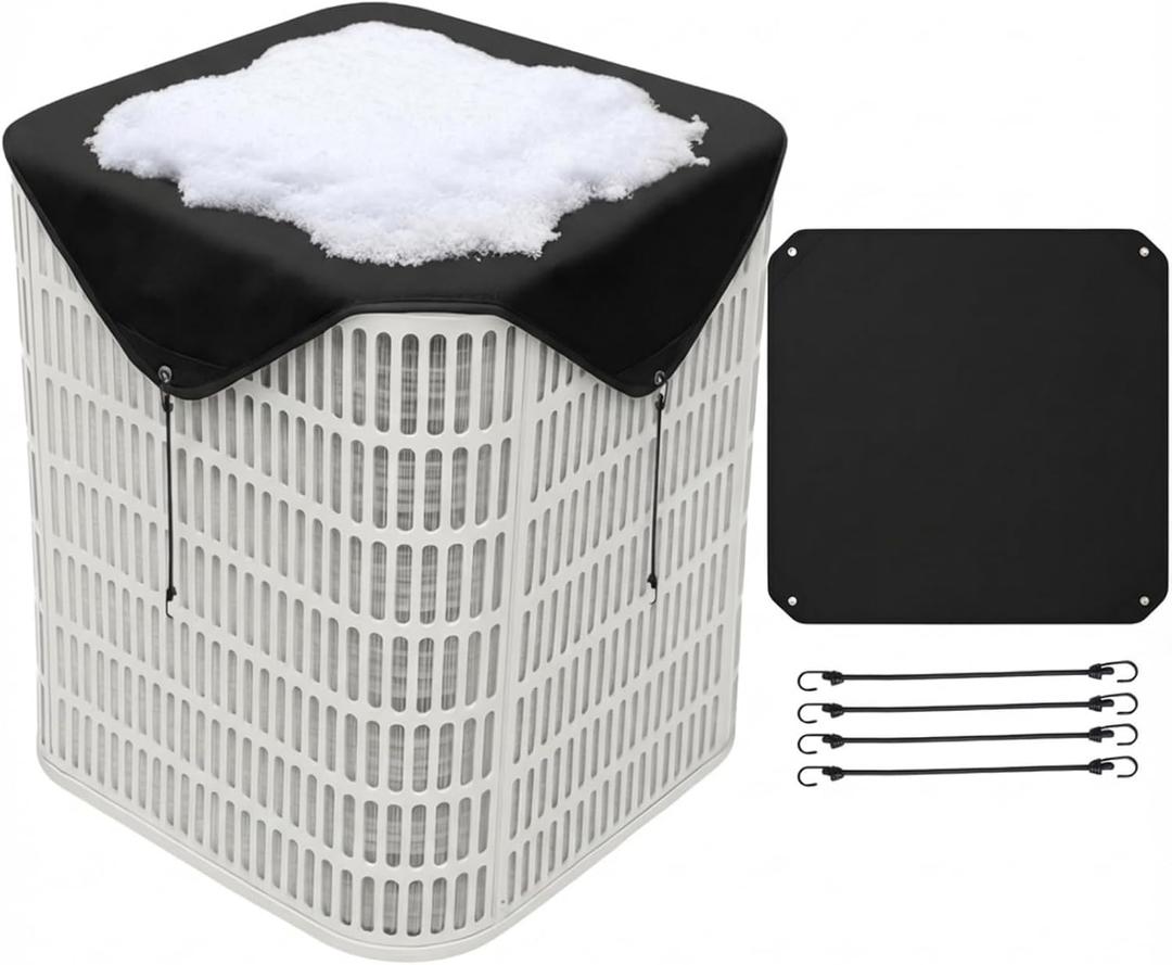Windyun Winter Air Conditioner Cover AC Cover for Outside 36x36 Inch Universal Waterproof Units 600d Oxford Fabric Sturdy Central Defender Fits Most Central Protects from Rain Snow Leaves Sun(Black)