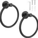 SetSail Towel Holder for Bathroom Wall Matte Black Towel Ring Stainless Steel Heavy Duty Hand Towel Hanger for Bath, Kitchen, 2 Pack