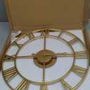 LEIKE Large Modern Wall Clocks,18" Gold Metal,Rustic,Round,Silent Non Ticking,Battery Operated Roman Numerals Clock for Living Room/Bedroom/Kitchen Wall Decor-(Gold, 47cm) (19 Inch)